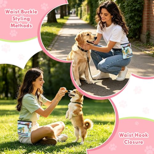 Turtle Water-Resistant Dog Treat Pouch, 3 Ways to Wear Treat Bag with Magnetic Closure & Reflective Strip, Hands-Free for Pet Training, Walking