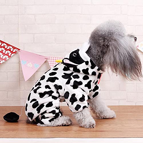 Dog Cow Costume - Adorable Halloween Dog Costumes Cow Style Hoodie Soft and Comfortable Jumpsuits for Small Puppy Dog - size: XX-Large
