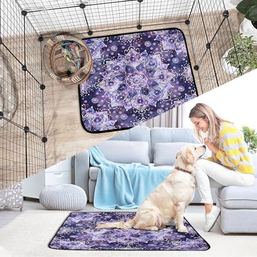 Qilmy Mandala Pet Mat, Waterproof Reusable Dog Training Pad Anti-Slip Pet Creat Pad for Small Medium Large Dogs and Cats - size: Medium+Large