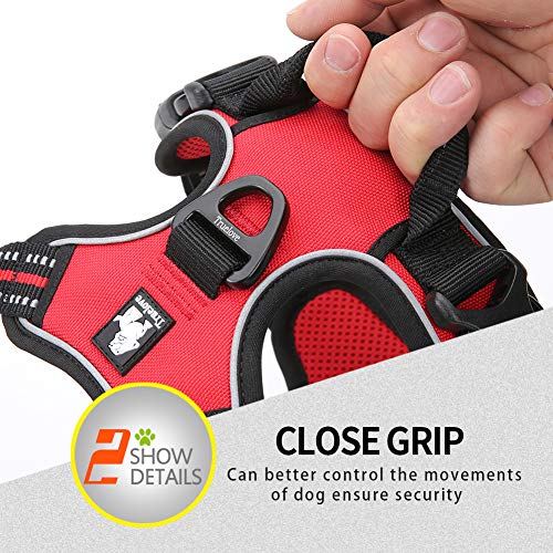JUXZH Truelove No Pull Dog Harness with Easy Control Handle and 2 Leash Attachments,Reflective Adjustable Pet Vest - color: Red, size: Medium (Pack of 1)