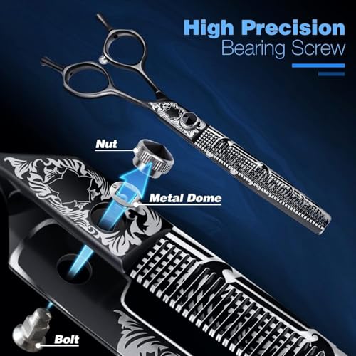 JASON 8 Inch Dog Thinning Scissors Ergonomic Pets Grooming Thinner Blender Shears Cat Trimming Texturizing with Offset Handle, Light Weight, Sharp, Safe, Comfortable, Stainless Steel - style: 60-teeth-Thinner