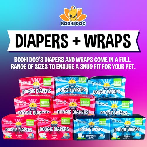 Bodhi Dog Disposable Male Dog Diapers - Super Absorbent, Leak-Proof Pee Wraps - Adjustable Fit, Comfortable Design, Advanced Moisture Control, and Wetness Indicator - Medium (20 Count) - size: Medium