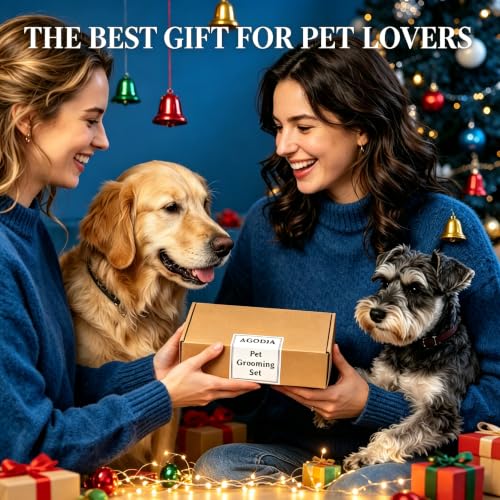 5 in 1 Pet Grooming Kit 5PCS,Large Dog Brush for Goldendoodles Poodles Doodles,Dematting Comb, Metal Comb, Flea Comb, Silicone Bath Brush Pin Haired Brush,Poodle Brushes and Comb(blue)
