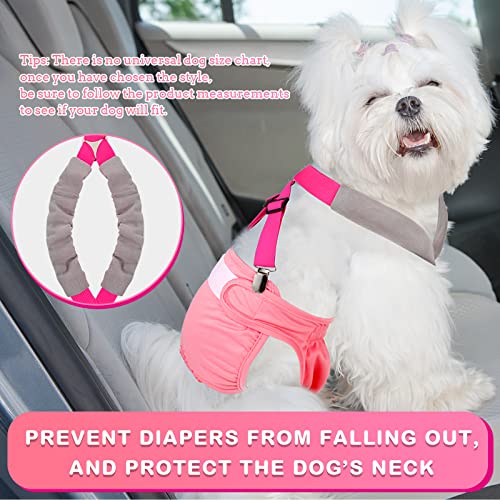 Saintrygo 2 Pcs Dog Suspenders Diaper Suspenders Soft Female Male Adjustable Washable Pet Diaper Keeper Suspender for Doggy Skirt Dress Diapers Gift(Black, Pink,Medium) - size: Medium