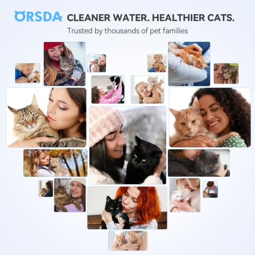 ORSDA 고양이 분수 필터, 탄소 및 수지 필터, 100온스/3L 자동 반려동물 분수 개 물 디스펜서, 3중 여과 시스템(12개)