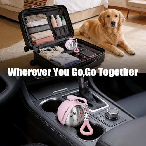 Portable Dog Water Bottle 10oz Stainless Steel Travel Dog Water Dispenser with Bowl No-Spill Puppy Water Bottle for Walking Hiking Small Dog Water Bottle (Pink Bow Print) - color: Pink Bow Print