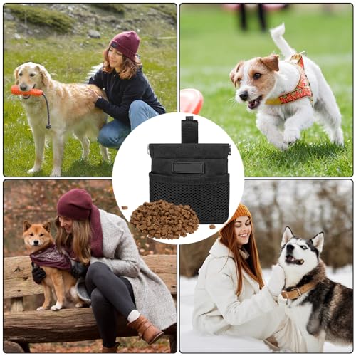 DONGKER Dog Treat Pouch,Auto Closure Pet Snack Reward Pouch with Waist Belt Clip for Pet Dog Travel Training Outdoor Use