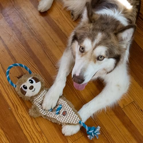 Outward Hound by Charming Pet Ropiez Rope Interactive Dog Tug Toy for Tugging Squeaky Fun, Sloth, Brown - color: Ropiez Sloth