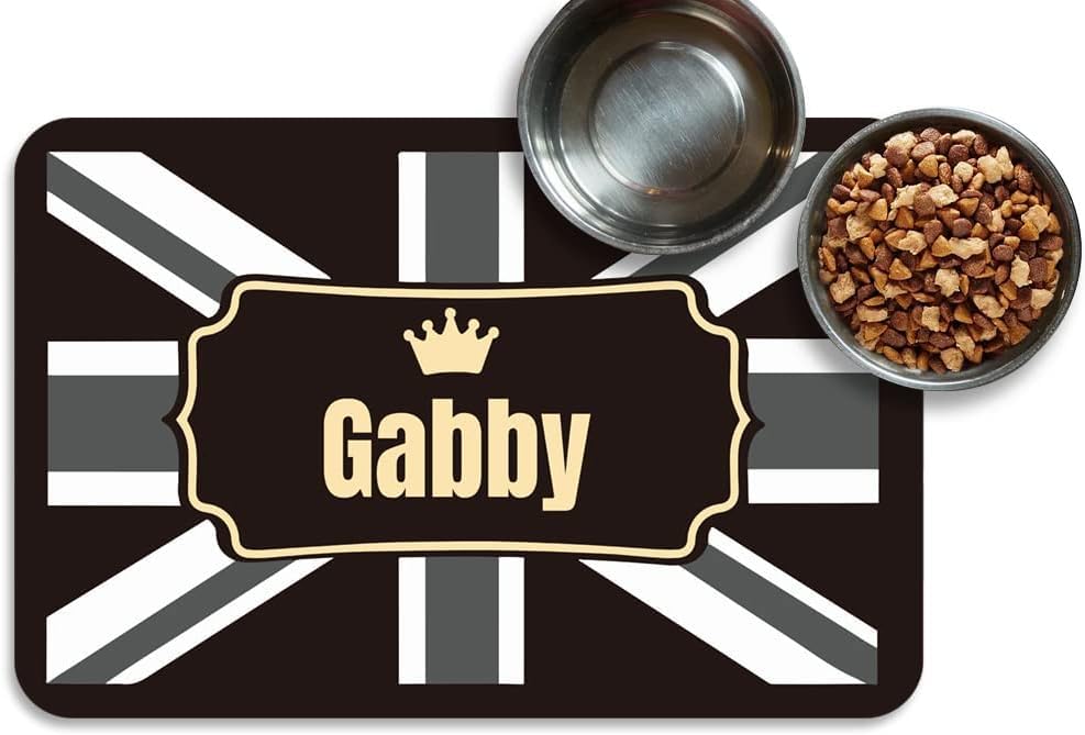 Personalized Dog & Cat Food Mat with Name | Waterproof PU Pet Bowl Mat | Non-Slip Rubber Bottom | Easy Clean | 3 Sizes (24"×16", 30"×20", 36"×24") England - color: England