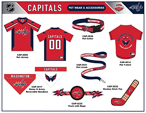 NHL Washington Capitals Tee Shirt for Dogs & Cats, X-Small. - Are You A Hockey Fan? Let Your Pet Be An NHL Fan Too! - color: Washington Capitals, size: X-Small