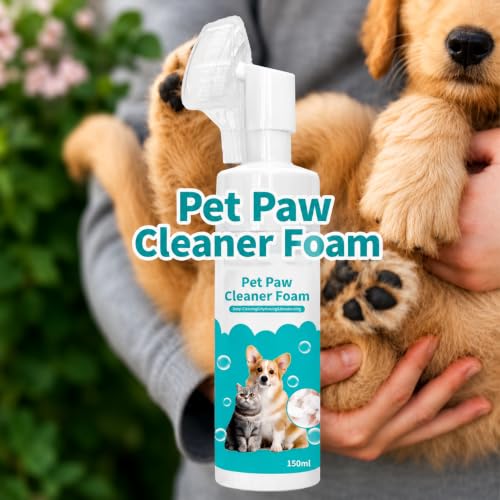 2 for 1 Dog Paw Cleaner Kit for Dogs & Cats – No-Rinse Paw Cleaning Foam, Microfiber Towel & Waste Bag Rolls – Portable Muddy Paw Cleaner Set for Indoor & Outdoor Use