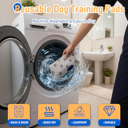 2Pack Washable Pee Pads for Dogs, Reusable Puppy Pads Pet Training Pads with Activated Carbon Pheromone Attraction Targets, Waterproof & Non-Slip Dog Pee Pads for Housebreaking (18"x24") - size: 18"x24" (Pack of 2)