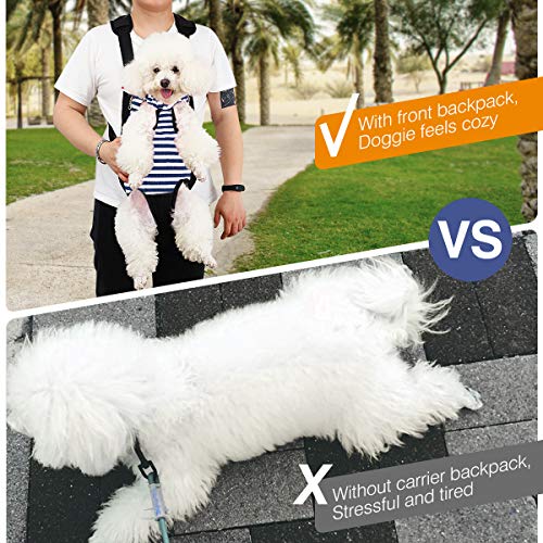 Pawaboo Pet Carrier Backpack, Adjustable Pet Front Cat Dog Carrier Backpack Travel Bag, Legs Out, Easy-Fit for Traveling Hiking Camping for Small Medium Dogs Cats Puppies, XL, Blue & White Stripes - color: Blue & White Stripes, style: Extra Large (Pack of