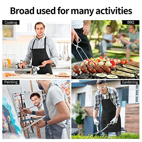 Women Men Bib Aprons Chef Cooking Apron With Pockets For Kitchen Grilling Bbq Painting Gardening - color: Black Red