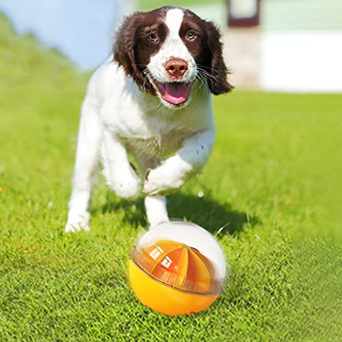 Dog Treat Ball, Interactive Squeaky Mental Stimulation Toys, Slow Feeder Puzzle Toys for Medium/Large Dog Breeds - color: orange