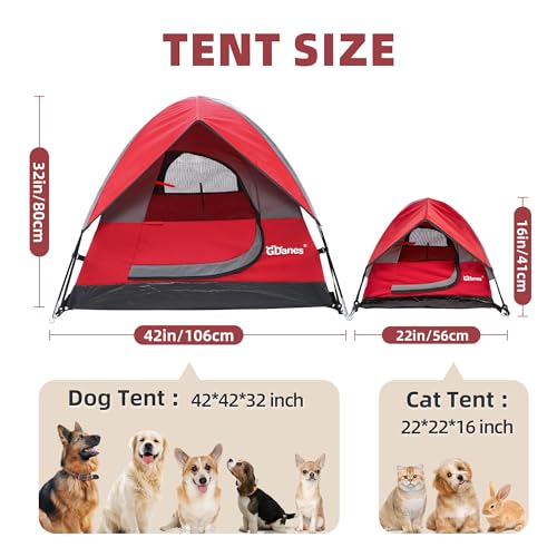 GDanes Red Dog Tent House - Portable Indoor/Outdoor Dog Bed with Soft Pad for Large Dogs, 42 x 42 x 32 Inches - style: Red
