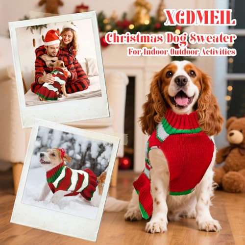 Dog Christmas Sweater Dress with Leash Hole Turtleneck Xmas Girl Dog Outfits Soft Pet Clothes for Small Medium Dogs Cats Warm Fall Winter Puppy Knitted Pullove(Red Santa,Medium) - color: Red Santa, size: Medium