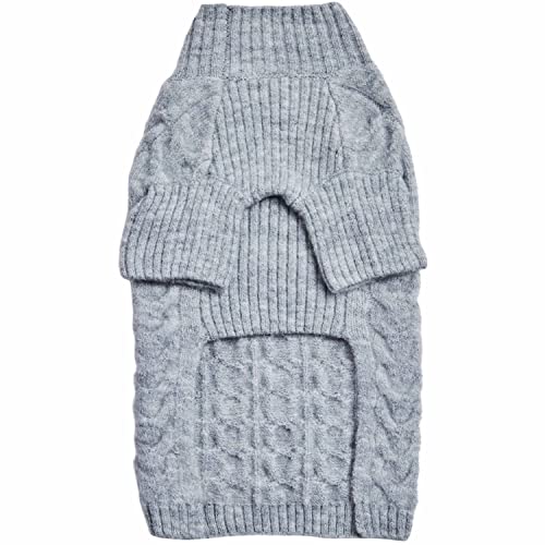 Blueberry Pet Classic Fuzzy Textured Knit Pullover Turtle-Neck Dog Sweater in Heather Grey, Back Length 10", Pack of 1 Clothes for Dogs - color: Heather Grey, Turtle-neck, size: 10 inch