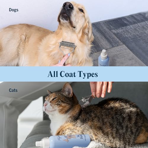 FlyDog Detangler Combo for Dogs & Cats – Leave-in Hair Detangler Spray for Tangle-Free Grooming & Tailored Comb for Dematting & Deshedding | Coat Conditioner | Deodorizing & Long-Lasting Freshness