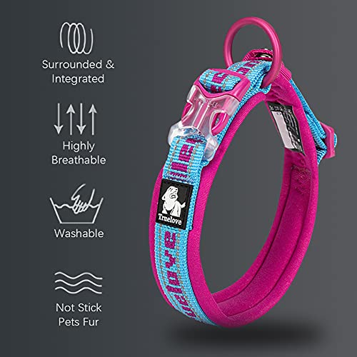 Reflective Dog Collar Soft Neoprene Padded Dog Collar Nylon Pet Collar Adjustable Dog Collar for Medium Large Dogs Puppy Collar Blue Pink XXXL - size: XXXL 23.6-25.6IN