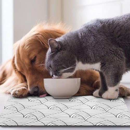 Bohemia Waterproof Pet Feeding Mats - Dog Cat Bowl Mats, 12 * 20 inch - color: White, size: 20"L x 12"W