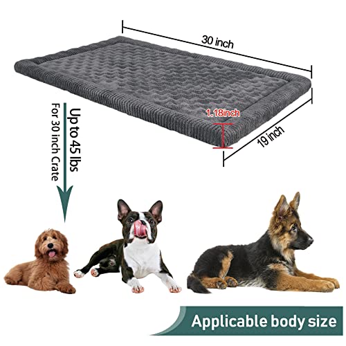 Dog Crate Pad 30x19 inch Gray Memory Foam Dog Bed Mat Small Medium Grey Washable Puppy Sleeping Bed Anti Slip - color: Grey, size: Medium