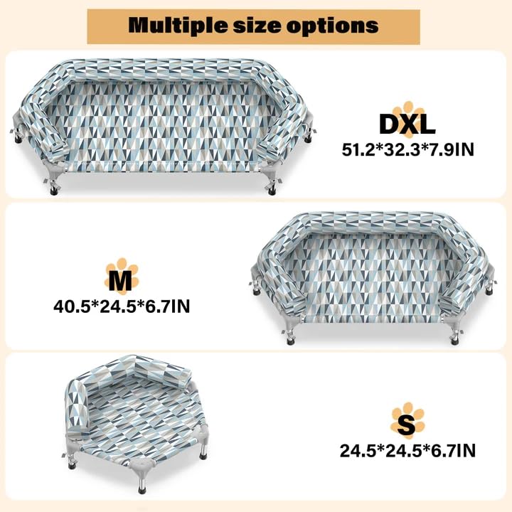 Orthopedic Dog Bed - Beds Bolster,Cooling Elevated Dog Beds with Metal Frame,Raised Dogs Bed,Easy to Assemble,Up to 50 lbs,Small (24.5" L x 24.5" W x 6.7" Th) - size: Bolster S