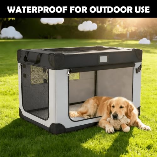 36 Inch Collapsible Travel Dog Crate for Large Dogs, Portable Dog Crate 3-Door Foldable Soft Kennel with Durable Mesh Windows, Warm Blanket and Foldable Bowl - size: 36.0"L x 25.0"W x 25.0"H