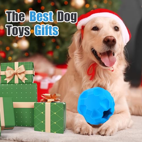 Treat Dispensing Dog Toys for Aggressive Chewers Large Breed, Rubber Balls for Dogs, Cognitive Dog Toys to Keep Them Busy, Dog Treat Toy Ball - color: Blue