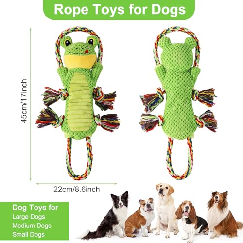 Drmstow Dog Toys for Aggressive Chewers - Interactive Plush Squeaky Toy with Crinkle Paper & Rope, Durable Chew Toys for Anxiety Relief, Small Medium Large Dogs - color: Green1