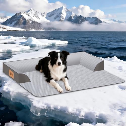 Medium Dog Bed for Couch, Cooling Orthopedic Dog Bed, Removable Washable Cover, Waterproof Lining, Non-Slip Bottom, Dog Sofa Bed with Extended Mat, Size: 35.1"*31"*4.9" - size: Medium