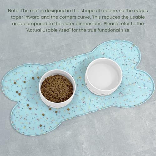 PWTAA Dog Food Mat Anti-Slip Silicone Dog Bowl Mat Thicker Pet Placemat Waterproof Cat Feeder Pad with Raised Edge Puppy Kitten Feeding Mats Suitable Small Medium-Sized Dogs Cats Eating Tray - 2PCS - color: Donut Blue, size: 19.4" x 9.8"-2PCS