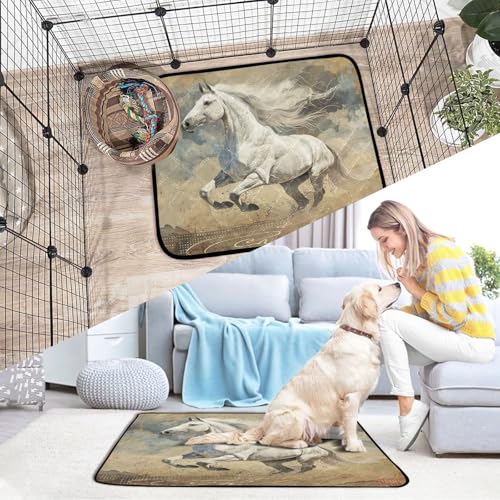 Qilmy Horse Pet Mat, Waterproof Reusable Dog Training Pad Anti-Slip Pet Creat Pad for Small Medium Large Dogs and Cats - size: Smallx3
