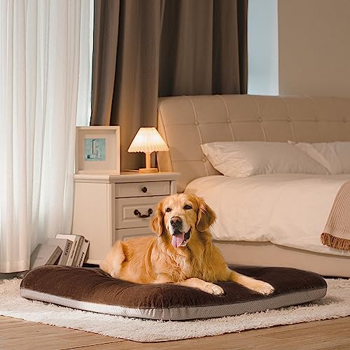 Magic Dog Super Soft Large Dog Bed Pad Mat Orthopedic Pet Beds 30 Inch Washable Anti Slip Dog Sleeping Mattress with Removable Cover, Dark Brown M - color: Dark Brown, size: 32.0"L x 24.0"W x 3.0"Th