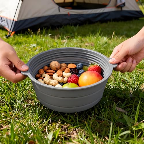 Collapsible Silicone Mixing Bowl, Food-Grade Foldable Travel Container, Large Collapsible Bowls for Camping Outdoor Hiking Storage Mixing, Grey (pot QY104) - color: grey-QY104