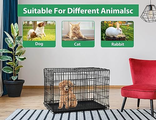 Collapsible Dog Crate, 24 Inch, Black, Foldable, Easy to Clean, Safe and Secure Construction, Ideal for Travel, Multifunctional - color: Black, size: 24 inch