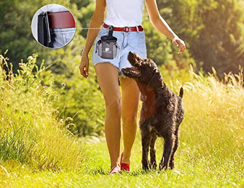 AMZNOVA Dog Treat Bag Treatnow Dog Treat Pouch, Training Pouch with Waist Belt & Clicker for Training & Walking, Waist Clip On Snack Fanny Pack for Pet, 3Cups, Heather Coffee - color: Heather Coffee
