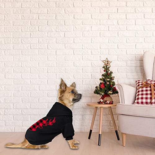 Dog Hoodie Sweater for Dogs Pet Clothes Buffalo Plaid Dog Hooded Sweatshirt Warm and Soft Breathable Cozy(Reindeer&M) - color: Reindeer, size: Medium
