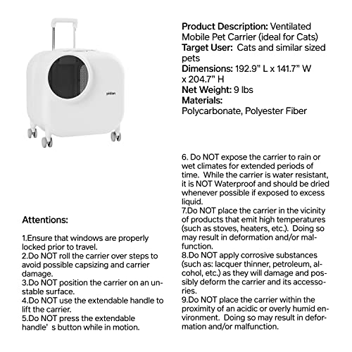 pidan Pet Carrier Large,Pet Suitcase,for Cat and Small Dog,Pet Trolley Case,Pet Rolling Carrier,with Ledlight and Ventilation System,Rechargeable