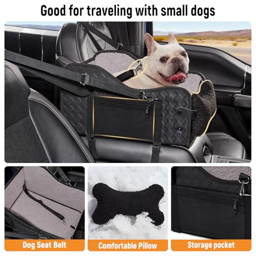 TKYZ Center Console Dog Car Seat,Pet Puppy Middle Console Dog Car Seat for Small Dogs (Full-Size Truck Black)