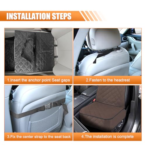 ZIMISI Dog Car Seat Cover, Waterproof & Scratch Proof Car Seat Protector with Side Flaps, Nonslip Front Car Seat Covers with Safety Belt, Universal Dog Mat for Cars, SUVs, Trucks (Coffee) - color: Coffee