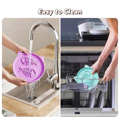 Slow Feeder Cat Bowl, 2 PCS Silicone Bowl, Cat Slow Feeder, Ideal for Dry and Wet Food, Easy to Clean, Interactive Puzzle Toy for Pets Food Training, Keeps Cats Busy, 6.69" W*0.65" H - color: 2Pack-Cyan&Purple