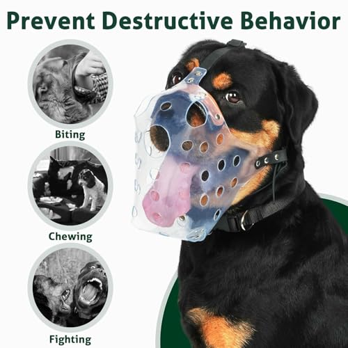 Mayerzon Pitbull Muzzle, Basket Muzzle for Large Dogs Rottweiler to Prevent Biting Chewing Scavenging, Breathable Dog Mouth Guard for Grooming Vet Visits that Allows Panting Drinking - size: XL