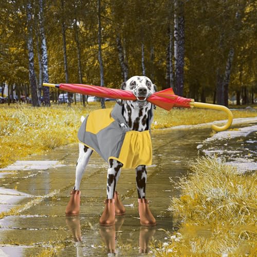 IECOii Dog Raincoat,Waterproof Rain Coat for Small Dogs,Adjustable Pet Rain Jacket with Hood,Lightweight Doggy Raincoats with Reflective Stripes,Yellow,Small - color: Yellow, size: Small