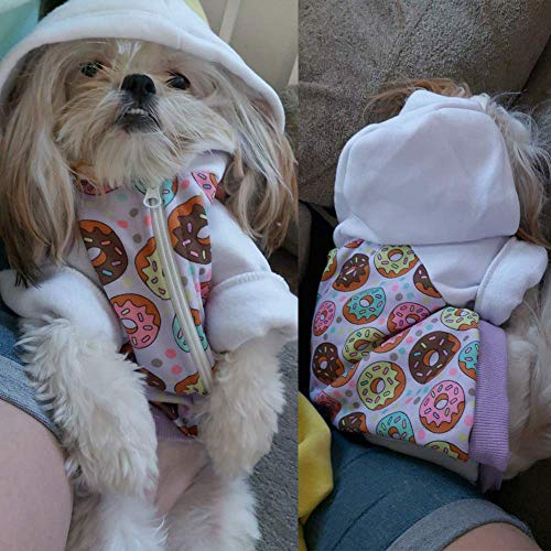 Purple Puppy Dog Hoodies for Small Medium Dogs, Christmas Hooded Sweatshirt with Pocket Pet Cat Hoody Clothes Sweaters Fleece Coat Dog Costume Winter - color: Purple Donut, size: X-Large