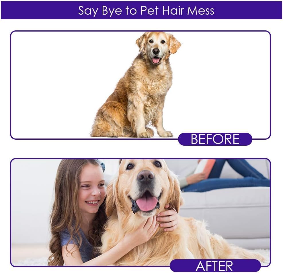 DELOMO Pet Hair Remover Glove - Gentle Pet Grooming Glove Brush - Deshedding Glove - Massage Mitt with Enhanced Five Finger Design - Perfect for Dogs & Cats with Long & Short Fur - 1 Pack, Purple - color: Purple