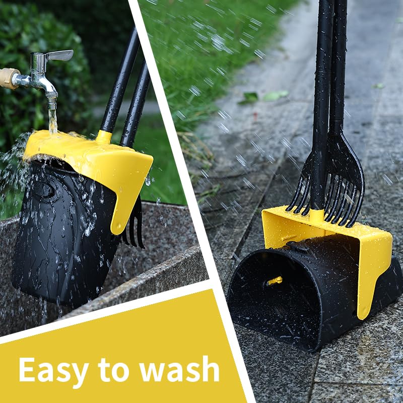 ienjoyed Pooper Scooper Large Swivel Bin & Rake with 160 Waste Bags,Heavy Duty Dog Pooper Scooper with Bag Attachment for Dogs, Long Handle Poop Scooper with Lid for Yard, Grass, Gravel(Yellow) - color: Yellow