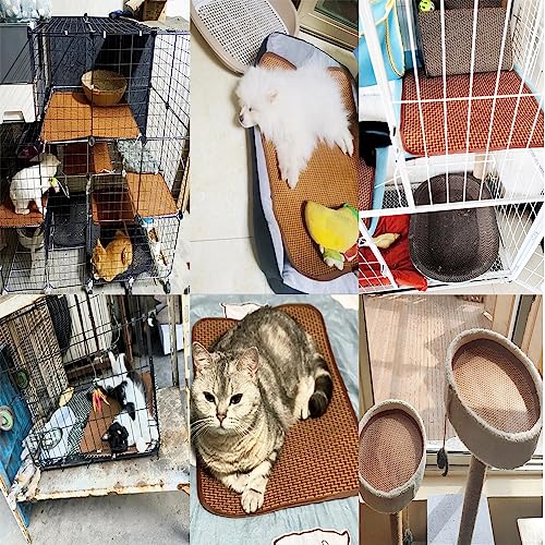 2 Pack Cat Cooling Mat Self Cool Pad Seats Summer Bamboo Rattan Woven Sleeping Rest Mats for Pets Puppy Dog Kitty Kennels Crates Guinea Pig Hamster Rabbit 35x50cm