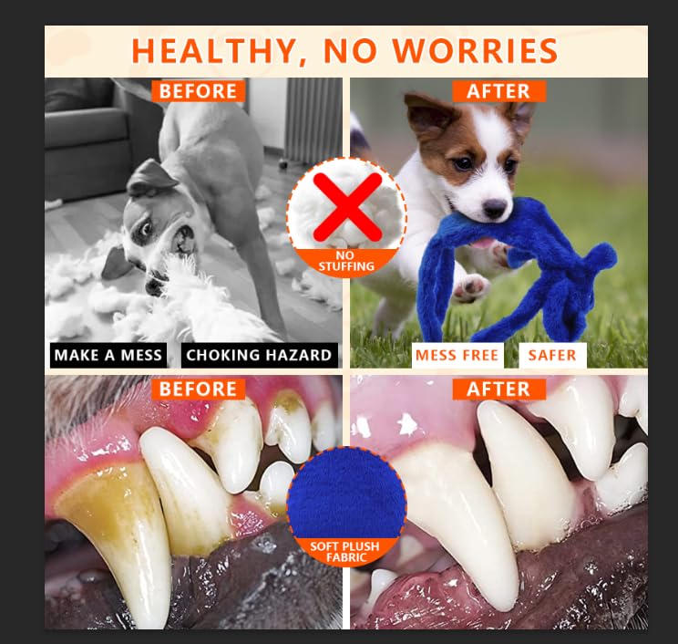 3 Pack No Stuffing Dog Toys, Dog Squeaky Toy to Keep Them Busy, Interactive Crinkle Puppy Toy for Boredom, Christmas Thanksgiving Gift for Small, Medium Dogs
