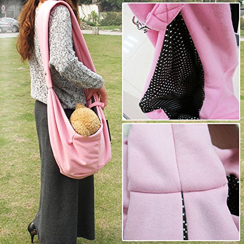 Pet Sling Carrier Bag Travel Tote for Cats Dogs, Up to 16 lbs (Pink) - color: Pink